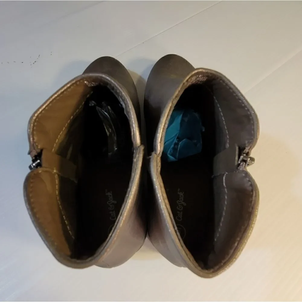 Cat & Jack Big Girl Pewter Zip up Booties sz 6